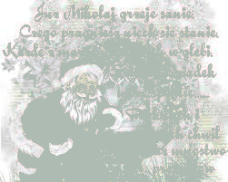 Mikołaj rozsypujący prezenty z życzeniami